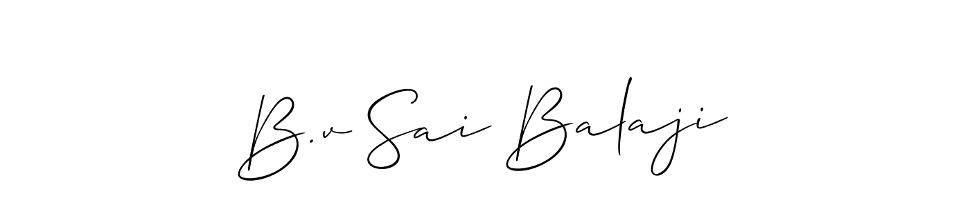 Check out images of Autograph of B.v Sai Balaji name. Actor B.v Sai Balaji Signature Style. Allison_Script is a professional sign style online. B.v Sai Balaji signature style 2 images and pictures png