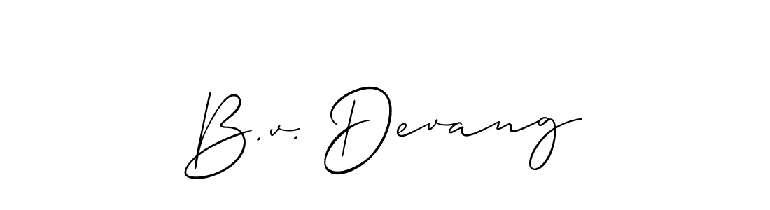 Also You can easily find your signature by using the search form. We will create B.v. Devang name handwritten signature images for you free of cost using Allison_Script sign style. B.v. Devang signature style 2 images and pictures png