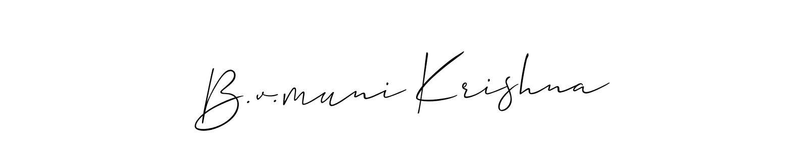 Also we have B.v.muni Krishna name is the best signature style. Create professional handwritten signature collection using Allison_Script autograph style. B.v.muni Krishna signature style 2 images and pictures png