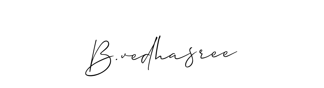 Use a signature maker to create a handwritten signature online. With this signature software, you can design (Allison_Script) your own signature for name B.vedhasree. B.vedhasree signature style 2 images and pictures png