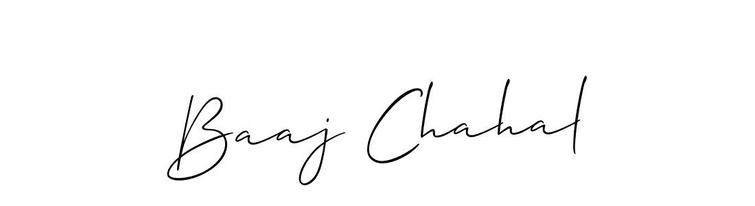 How to Draw Baaj Chahal signature style? Allison_Script is a latest design signature styles for name Baaj Chahal. Baaj Chahal signature style 2 images and pictures png