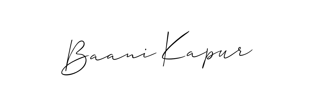 Also we have Baani Kapur name is the best signature style. Create professional handwritten signature collection using Allison_Script autograph style. Baani Kapur signature style 2 images and pictures png