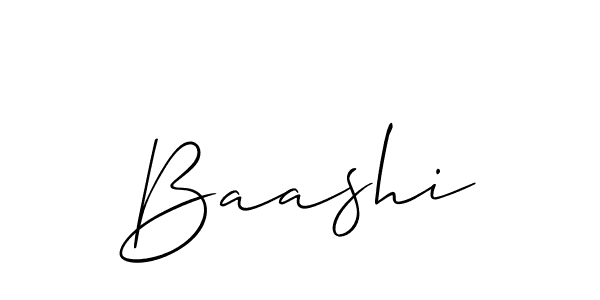 Design your own signature with our free online signature maker. With this signature software, you can create a handwritten (Allison_Script) signature for name Baashi. Baashi signature style 2 images and pictures png