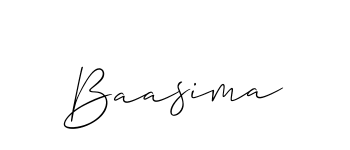 Use a signature maker to create a handwritten signature online. With this signature software, you can design (Allison_Script) your own signature for name Baasima. Baasima signature style 2 images and pictures png