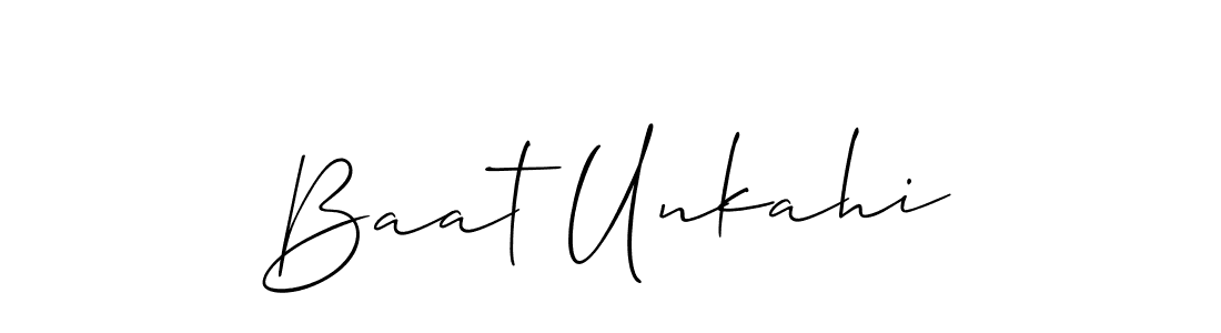 if you are searching for the best signature style for your name Baat Unkahi. so please give up your signature search. here we have designed multiple signature styles  using Allison_Script. Baat Unkahi signature style 2 images and pictures png