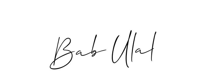 The best way (Allison_Script) to make a short signature is to pick only two or three words in your name. The name Bab Ulal include a total of six letters. For converting this name. Bab Ulal signature style 2 images and pictures png