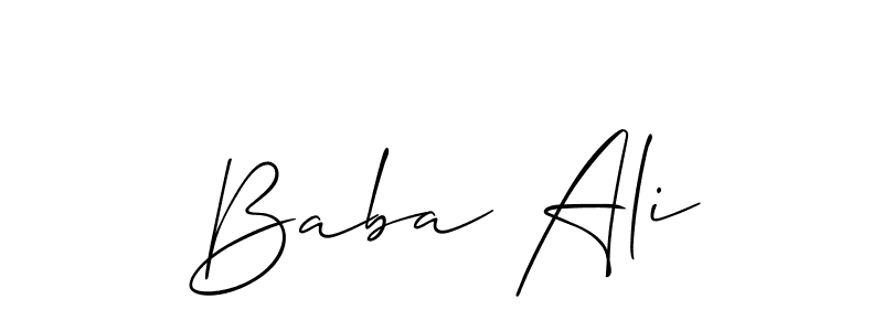 The best way (Allison_Script) to make a short signature is to pick only two or three words in your name. The name Baba Ali include a total of six letters. For converting this name. Baba Ali signature style 2 images and pictures png