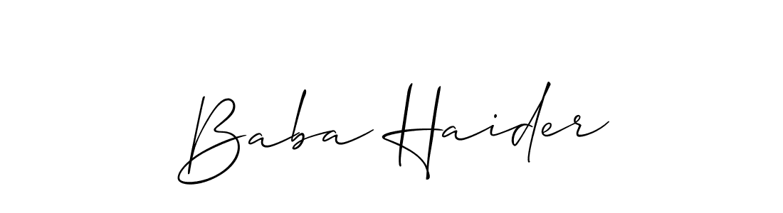 Allison_Script is a professional signature style that is perfect for those who want to add a touch of class to their signature. It is also a great choice for those who want to make their signature more unique. Get Baba Haider name to fancy signature for free. Baba Haider signature style 2 images and pictures png