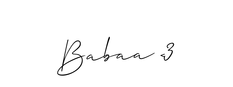 How to make Babaa <3 signature? Allison_Script is a professional autograph style. Create handwritten signature for Babaa <3 name. Babaa <3 signature style 2 images and pictures png