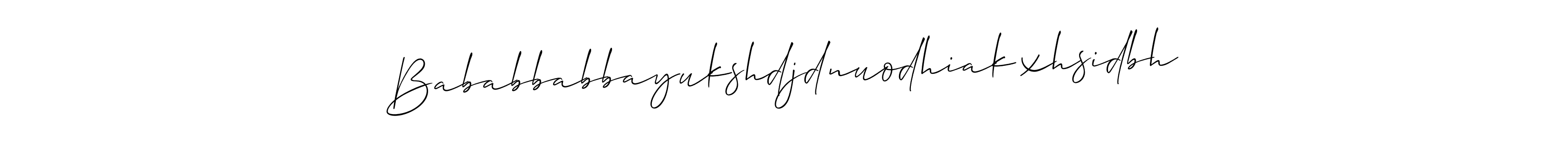 Also You can easily find your signature by using the search form. We will create Bababbabbayukshdjdnuodhiakxhsidbh name handwritten signature images for you free of cost using Allison_Script sign style. Bababbabbayukshdjdnuodhiakxhsidbh signature style 2 images and pictures png