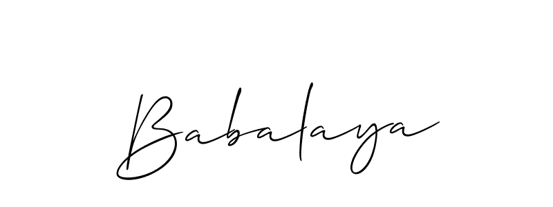 The best way (Allison_Script) to make a short signature is to pick only two or three words in your name. The name Babalaya include a total of six letters. For converting this name. Babalaya signature style 2 images and pictures png