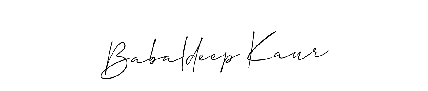 if you are searching for the best signature style for your name Babaldeep Kaur. so please give up your signature search. here we have designed multiple signature styles  using Allison_Script. Babaldeep Kaur signature style 2 images and pictures png