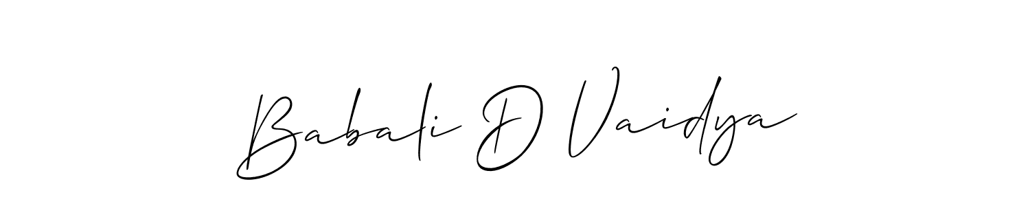 You should practise on your own different ways (Allison_Script) to write your name (Babali D Vaidya) in signature. don't let someone else do it for you. Babali D Vaidya signature style 2 images and pictures png