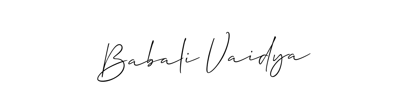 Also You can easily find your signature by using the search form. We will create Babali Vaidya name handwritten signature images for you free of cost using Allison_Script sign style. Babali Vaidya signature style 2 images and pictures png
