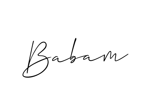 Use a signature maker to create a handwritten signature online. With this signature software, you can design (Allison_Script) your own signature for name Babam. Babam signature style 2 images and pictures png