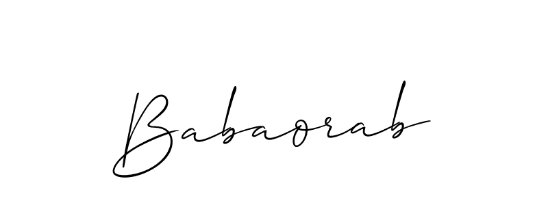 Allison_Script is a professional signature style that is perfect for those who want to add a touch of class to their signature. It is also a great choice for those who want to make their signature more unique. Get Babaorab name to fancy signature for free. Babaorab signature style 2 images and pictures png