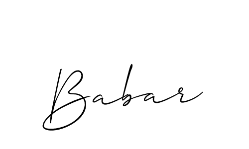 Make a beautiful signature design for name Babar. With this signature (Allison_Script) style, you can create a handwritten signature for free. Babar signature style 2 images and pictures png