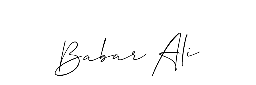 You should practise on your own different ways (Allison_Script) to write your name (Babar Ali) in signature. don't let someone else do it for you. Babar Ali signature style 2 images and pictures png