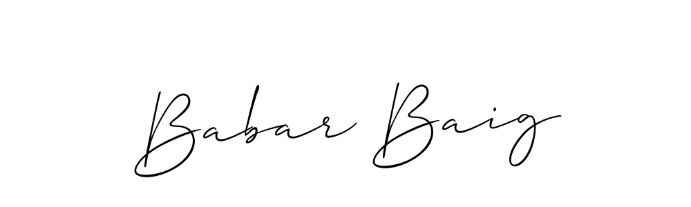 It looks lik you need a new signature style for name Babar Baig. Design unique handwritten (Allison_Script) signature with our free signature maker in just a few clicks. Babar Baig signature style 2 images and pictures png