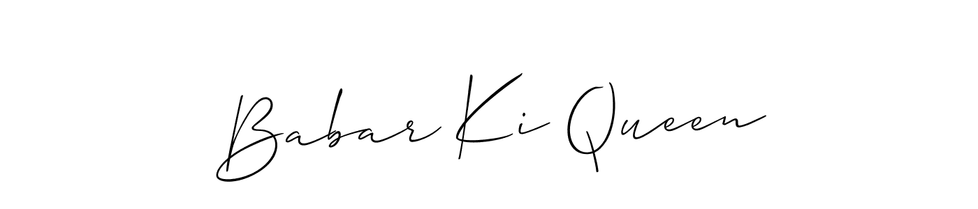 Make a beautiful signature design for name Babar Ki Queen. With this signature (Allison_Script) style, you can create a handwritten signature for free. Babar Ki Queen signature style 2 images and pictures png