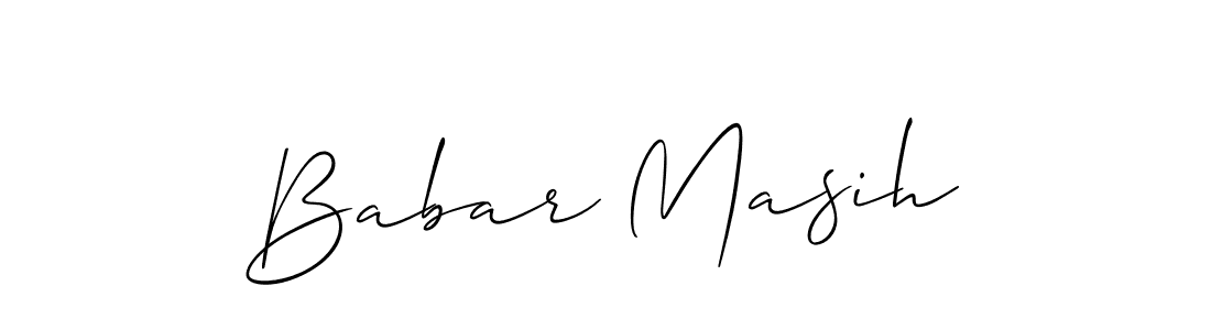 Create a beautiful signature design for name Babar Masih. With this signature (Allison_Script) fonts, you can make a handwritten signature for free. Babar Masih signature style 2 images and pictures png