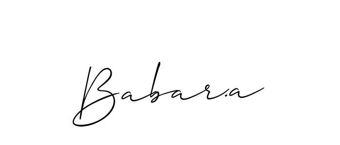 Use a signature maker to create a handwritten signature online. With this signature software, you can design (Allison_Script) your own signature for name Babar.a. Babar.a signature style 2 images and pictures png