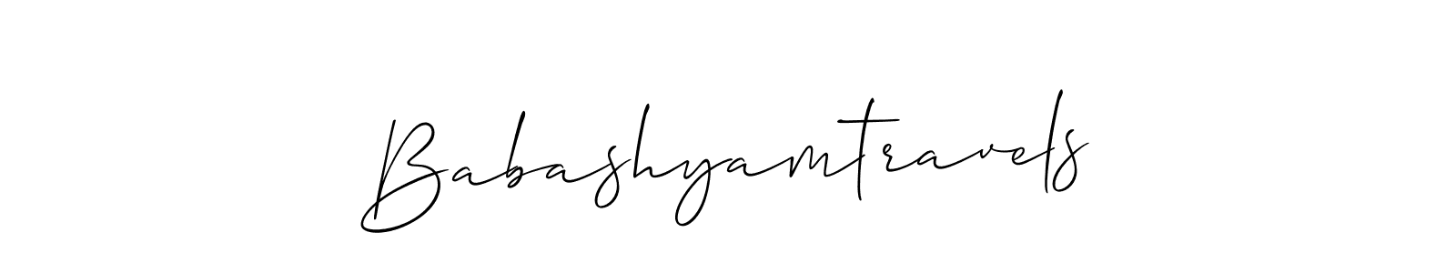 It looks lik you need a new signature style for name Babashyamtravels. Design unique handwritten (Allison_Script) signature with our free signature maker in just a few clicks. Babashyamtravels signature style 2 images and pictures png