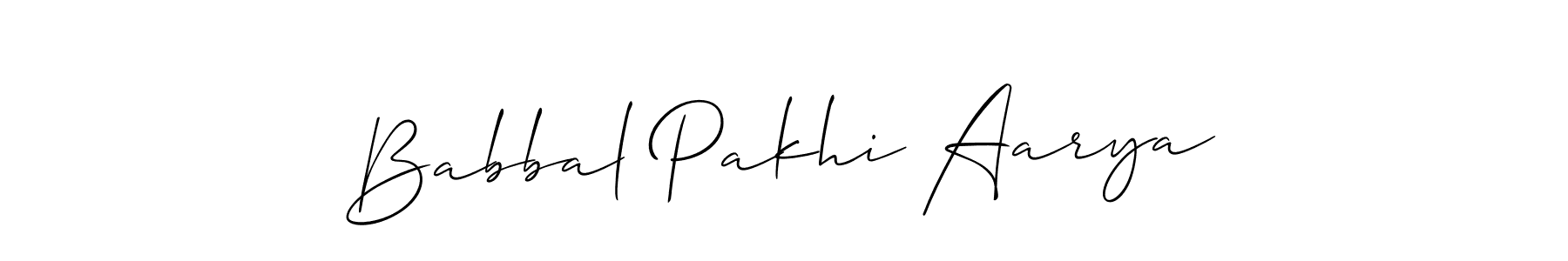 Similarly Allison_Script is the best handwritten signature design. Signature creator online .You can use it as an online autograph creator for name Babbal Pakhi Aarya. Babbal Pakhi Aarya signature style 2 images and pictures png