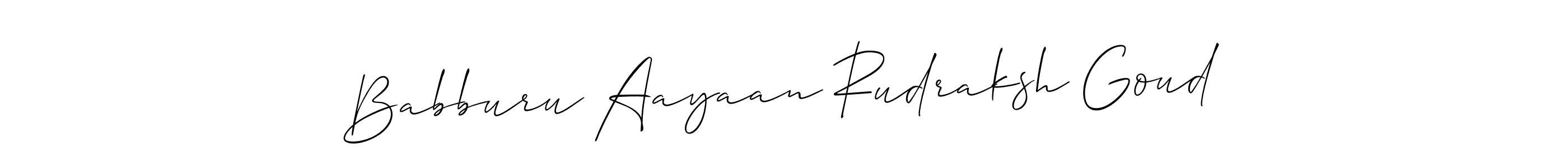 Check out images of Autograph of Babburu Aayaan Rudraksh Goud name. Actor Babburu Aayaan Rudraksh Goud Signature Style. Allison_Script is a professional sign style online. Babburu Aayaan Rudraksh Goud signature style 2 images and pictures png