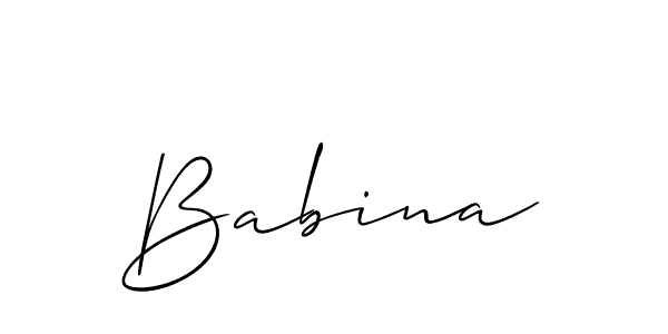 Babina stylish signature style. Best Handwritten Sign (Allison_Script) for my name. Handwritten Signature Collection Ideas for my name Babina. Babina signature style 2 images and pictures png