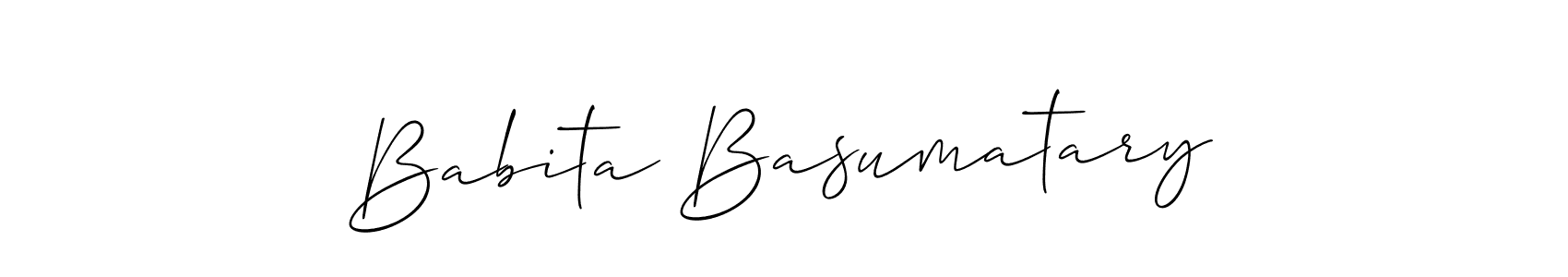 Babita Basumatary stylish signature style. Best Handwritten Sign (Allison_Script) for my name. Handwritten Signature Collection Ideas for my name Babita Basumatary. Babita Basumatary signature style 2 images and pictures png