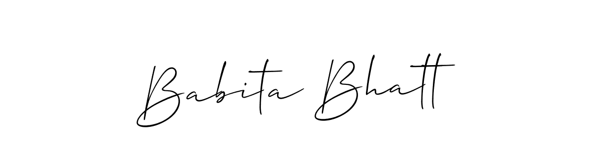 It looks lik you need a new signature style for name Babita Bhatt. Design unique handwritten (Allison_Script) signature with our free signature maker in just a few clicks. Babita Bhatt signature style 2 images and pictures png