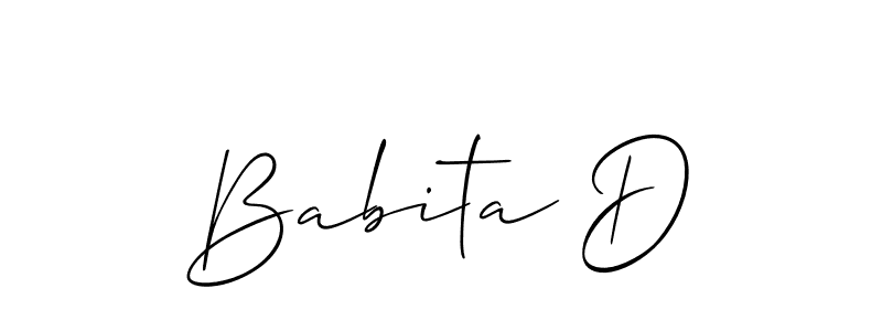 Similarly Allison_Script is the best handwritten signature design. Signature creator online .You can use it as an online autograph creator for name Babita D. Babita D signature style 2 images and pictures png