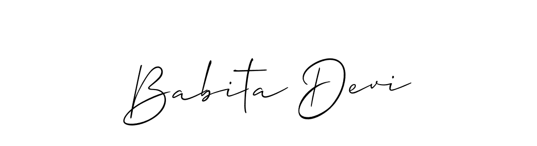 The best way (Allison_Script) to make a short signature is to pick only two or three words in your name. The name Babita Devi include a total of six letters. For converting this name. Babita Devi signature style 2 images and pictures png