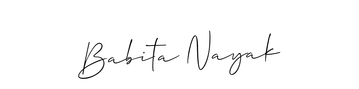 You should practise on your own different ways (Allison_Script) to write your name (Babita Nayak) in signature. don't let someone else do it for you. Babita Nayak signature style 2 images and pictures png