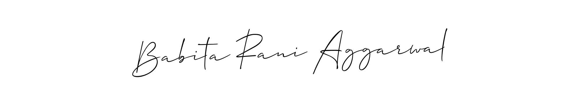 Create a beautiful signature design for name Babita Rani Aggarwal. With this signature (Allison_Script) fonts, you can make a handwritten signature for free. Babita Rani Aggarwal signature style 2 images and pictures png