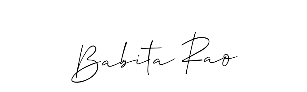 Make a beautiful signature design for name Babita Rao. With this signature (Allison_Script) style, you can create a handwritten signature for free. Babita Rao signature style 2 images and pictures png