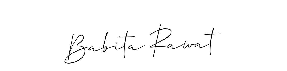 The best way (Allison_Script) to make a short signature is to pick only two or three words in your name. The name Babita Rawat include a total of six letters. For converting this name. Babita Rawat signature style 2 images and pictures png