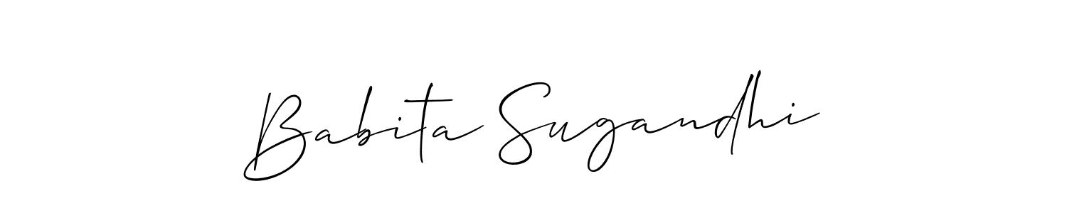 Make a beautiful signature design for name Babita Sugandhi. With this signature (Allison_Script) style, you can create a handwritten signature for free. Babita Sugandhi signature style 2 images and pictures png