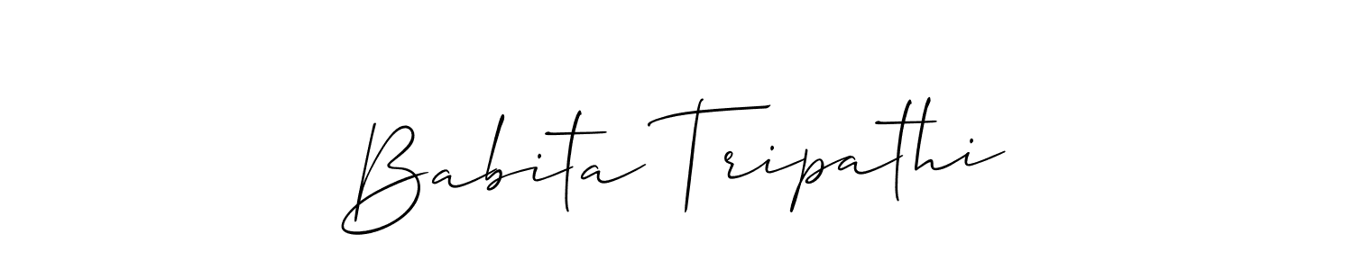 The best way (Allison_Script) to make a short signature is to pick only two or three words in your name. The name Babita Tripathi include a total of six letters. For converting this name. Babita Tripathi signature style 2 images and pictures png