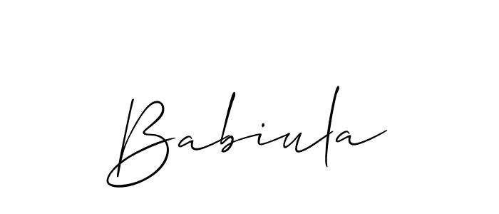 Make a beautiful signature design for name Babiula. With this signature (Allison_Script) style, you can create a handwritten signature for free. Babiula signature style 2 images and pictures png