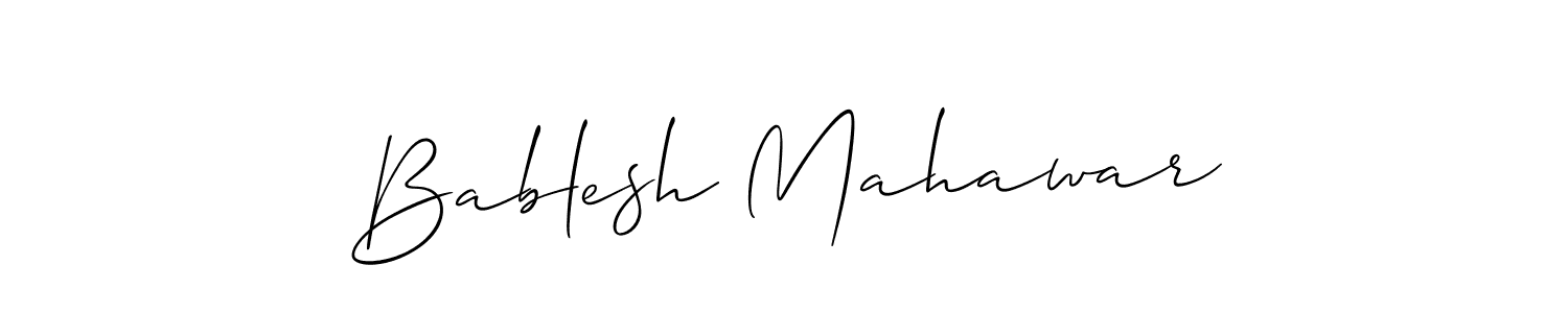 Allison_Script is a professional signature style that is perfect for those who want to add a touch of class to their signature. It is also a great choice for those who want to make their signature more unique. Get Bablesh Mahawar name to fancy signature for free. Bablesh Mahawar signature style 2 images and pictures png