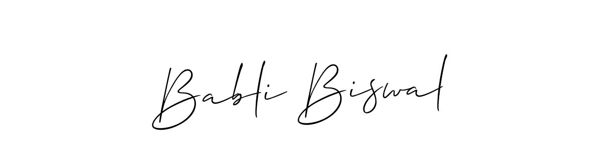 It looks lik you need a new signature style for name Babli Biswal. Design unique handwritten (Allison_Script) signature with our free signature maker in just a few clicks. Babli Biswal signature style 2 images and pictures png