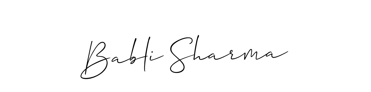 Create a beautiful signature design for name Babli Sharma. With this signature (Allison_Script) fonts, you can make a handwritten signature for free. Babli Sharma signature style 2 images and pictures png