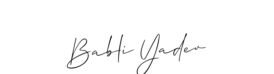 It looks lik you need a new signature style for name Babli Yadev. Design unique handwritten (Allison_Script) signature with our free signature maker in just a few clicks. Babli Yadev signature style 2 images and pictures png