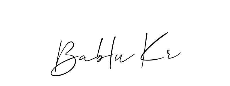 Use a signature maker to create a handwritten signature online. With this signature software, you can design (Allison_Script) your own signature for name Bablu Kr. Bablu Kr signature style 2 images and pictures png