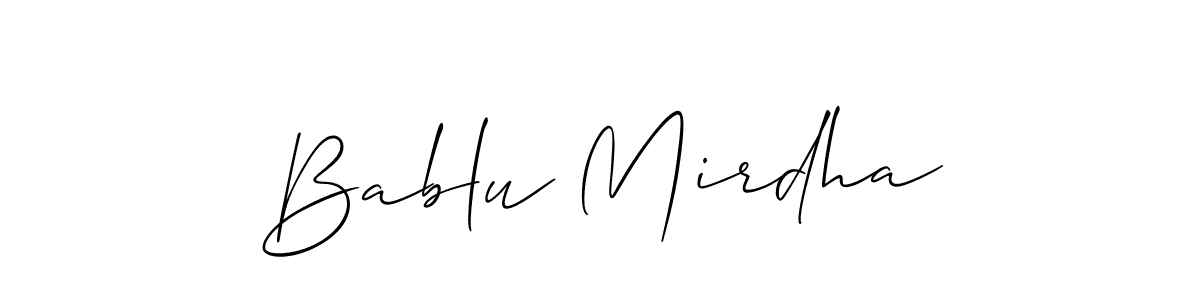 How to Draw Bablu Mirdha signature style? Allison_Script is a latest design signature styles for name Bablu Mirdha. Bablu Mirdha signature style 2 images and pictures png