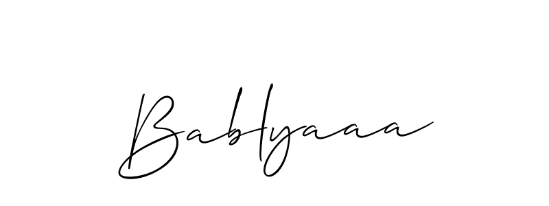 Allison_Script is a professional signature style that is perfect for those who want to add a touch of class to their signature. It is also a great choice for those who want to make their signature more unique. Get Bablyaaa name to fancy signature for free. Bablyaaa signature style 2 images and pictures png