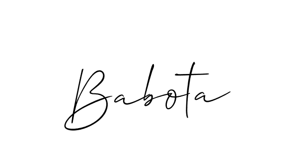 The best way (Allison_Script) to make a short signature is to pick only two or three words in your name. The name Babota include a total of six letters. For converting this name. Babota signature style 2 images and pictures png