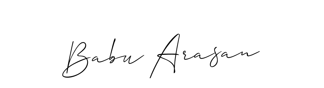 Make a beautiful signature design for name Babu Arasan. With this signature (Allison_Script) style, you can create a handwritten signature for free. Babu Arasan signature style 2 images and pictures png